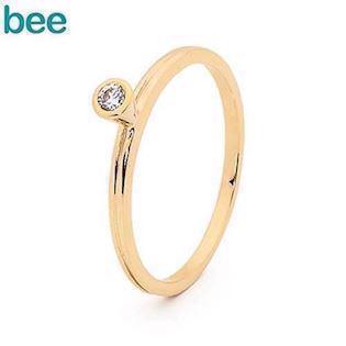 Bee Jewelry Gold ring in 9 ct. with white zirconia